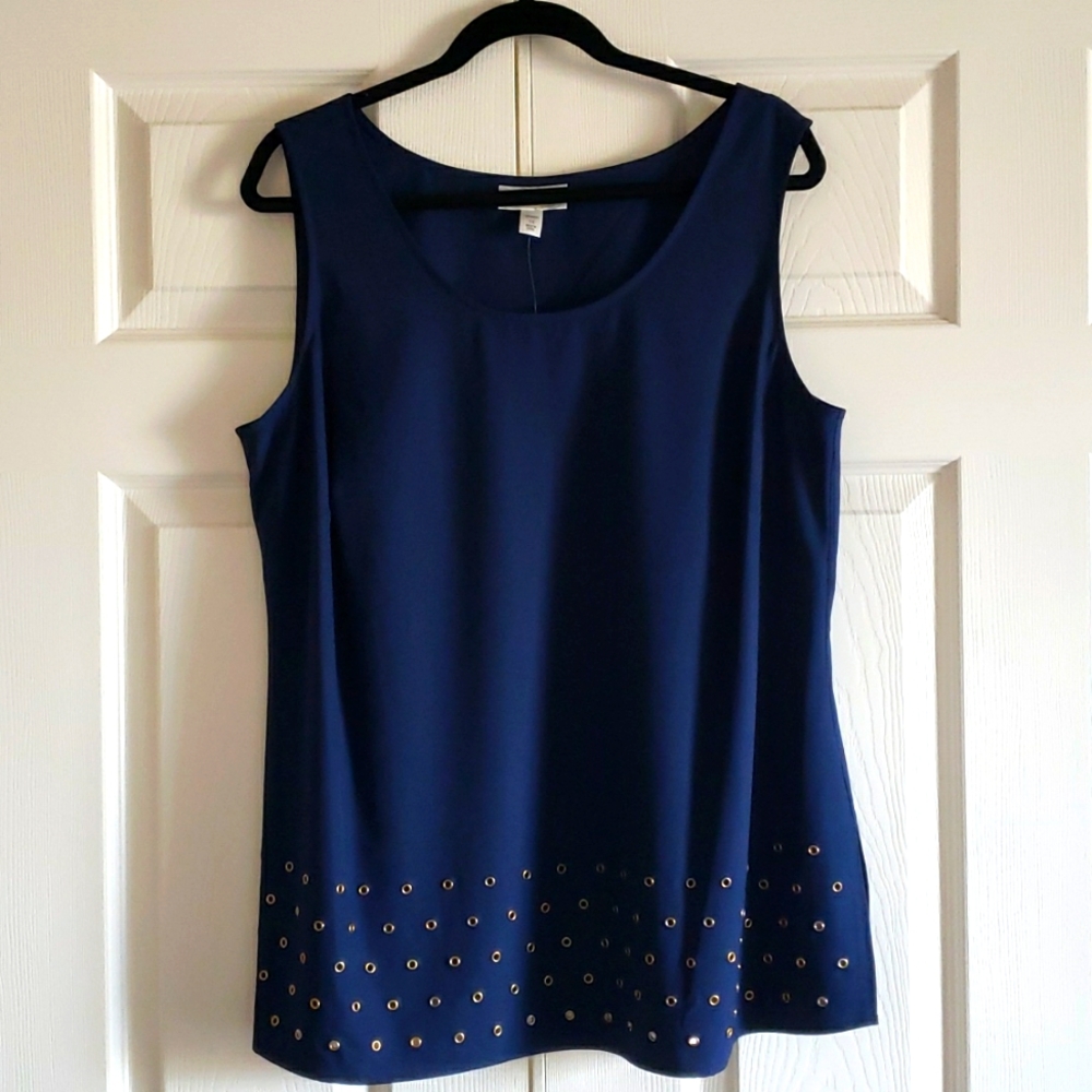 NWT 1X Navy Blue Dressbarn Sleeveless Blouse